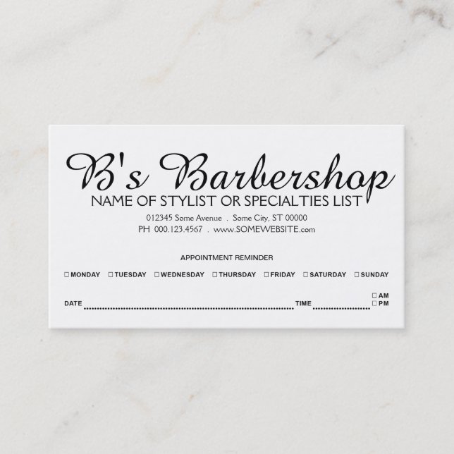 barber razor icons appointment reminder card (Front)