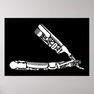 barber razor icons poster