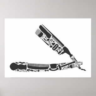 barber razor icons poster