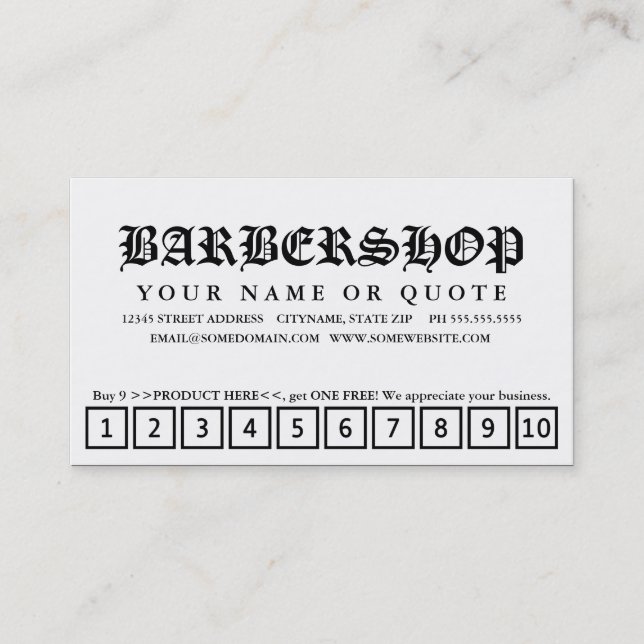 barber razor icons punch card (Front)
