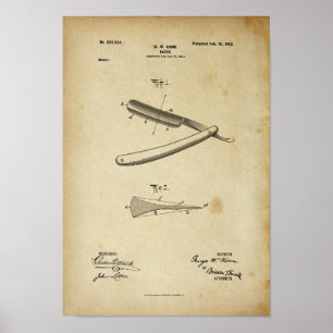 Barber Razor Patent Poster Print Artwork