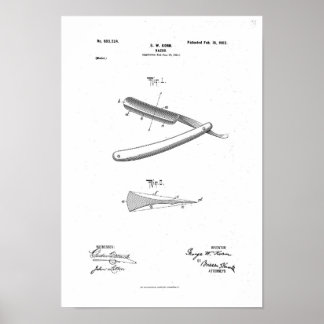 Barber Razor Patent Poster Print Artwork