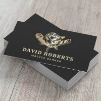 Barber Razor & Rose Logo Black Gold Barbershop