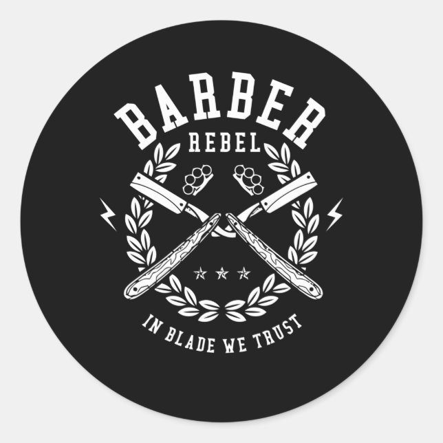 Barber Rebel Classic Round Sticker (Front)