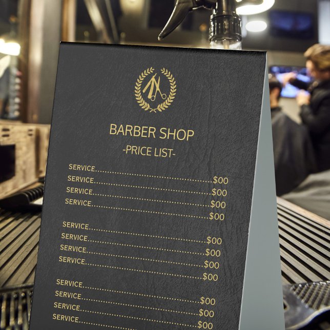 Barber salon black gold price list service menu (Creator Uploaded)