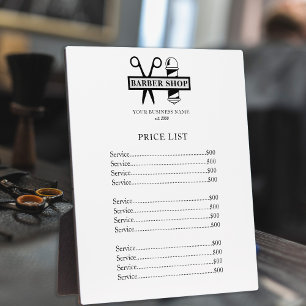 Barber salon professional price list service menu plaque