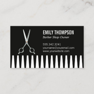 Barber Salon Scissors   Comb Background Business Card