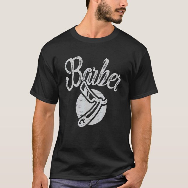 Barber Scissor Barbershop Cut Trim Beard T-Shirt (Front)