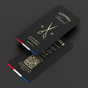 Barber Scissors Black Gold Red Blue White Modern  Business Card