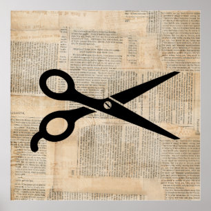 Barber Shears Vintage Text Style Art Poster