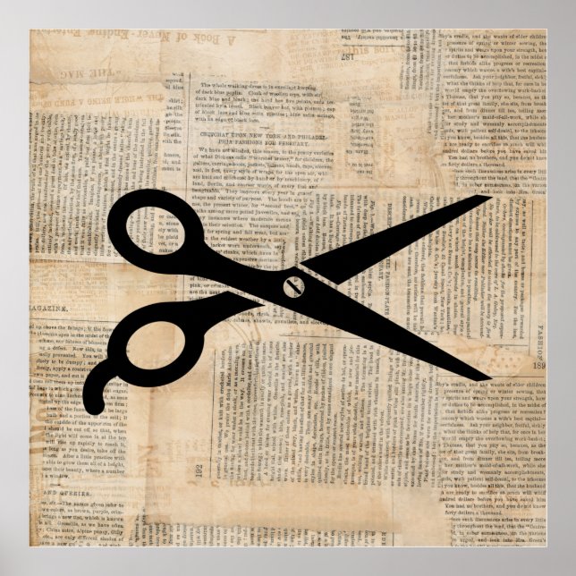 Barber Shears Vintage Text Style Art Poster (Front)