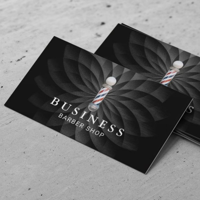 Barber Shop Abstract Black Modern Hair Stylist  Business Card (Creator Uploaded)