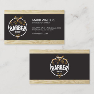 Barber Shop   Barber Logo   Wood  Business Card