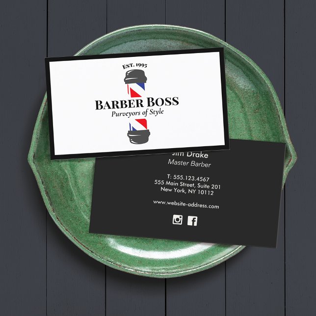 Barber Shop,  Barber Pole  Classic Business Card (Creator Uploaded)