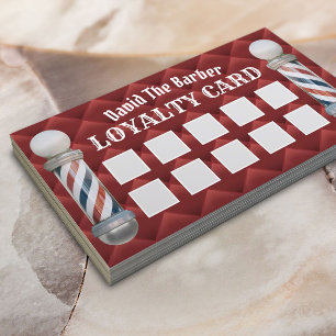Barber Shop Barbershop Luxury Red Quilted Loyalty Card