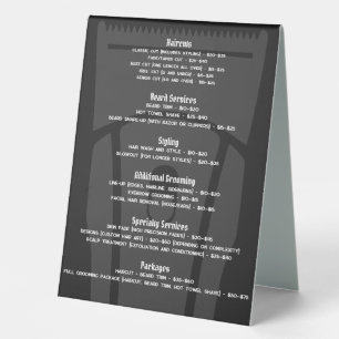 Barber Shop Barbershop Price List Service Menu 