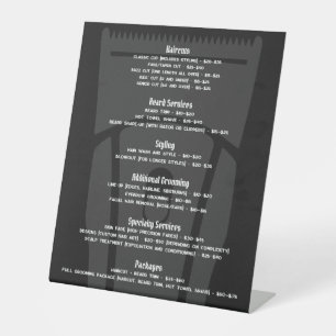 Barber Shop Barbershop Price List Service Menu  Pedestal Sign