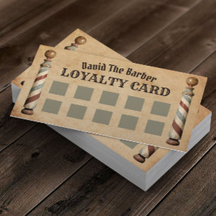 Barber Shop Barbershop Vintage Loyalty Punch Card