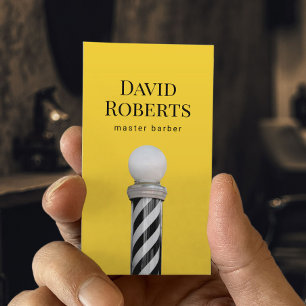 Barber Shop Black Barber Pole Minimalist Hair Business Card