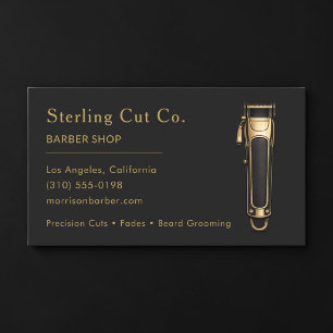 Barber Shop Black & Gold Professional Business Card