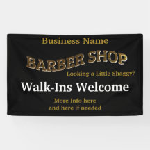 Barber Shop Black Gold Reopen America Banner