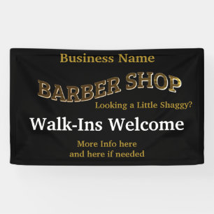 Barber Shop Black Gold Reopen America Banner