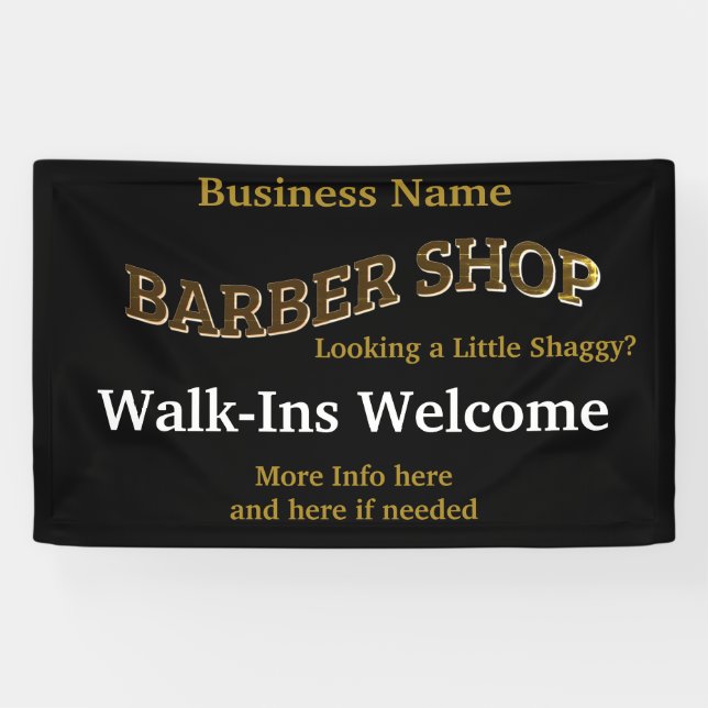 Barber Shop Black Gold Reopen America Banner (Horizontal)