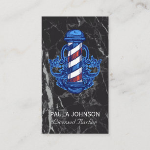 Barber Shop Black Marble Business Card