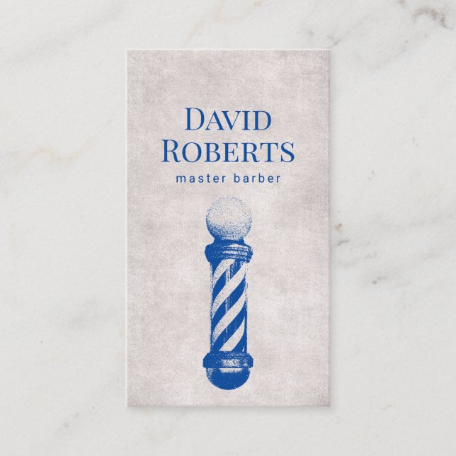 Barber Shop Blue Barber Pole Barbershop Hair Business Card (Front)
