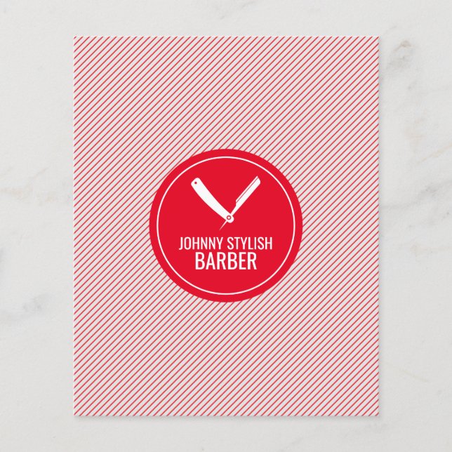 Barber shop circle and stripe red cover flyer (Front)