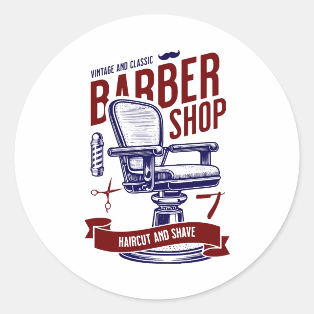 Barber Shop Classic Round Sticker (Front)