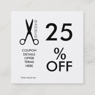 Barber shop coupon card  black and white