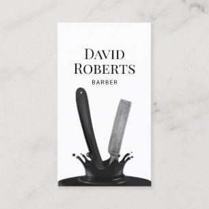 Barber Shop Creative Splash Straight Razor Hair Business Card