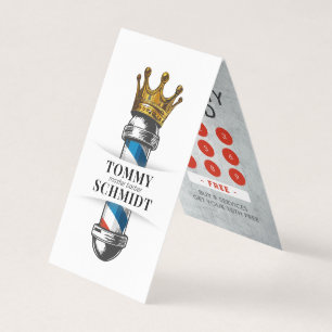 Barber Shop Crown Barber Pole Appointment Loyalty  Business Card