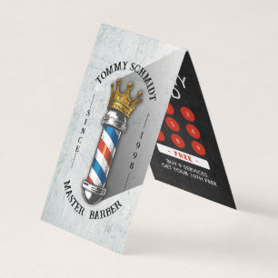 Barber Shop Crown Barber Pole Appointment Loyalty  Business Card