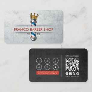 Barber Shop Crown Barber Pole Hair Salon Loyalty Business Card