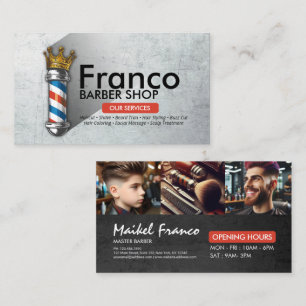 Barber Shop Crown Barber Pole Hair Salon PHOTO Business Card