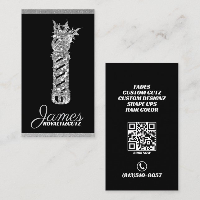 Barber Shop Crown Logo Professional Business Card (Front/Back)