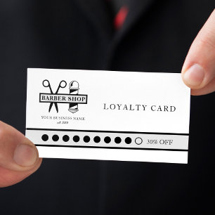 Barber shop custom logo name customer punch  loyalty card