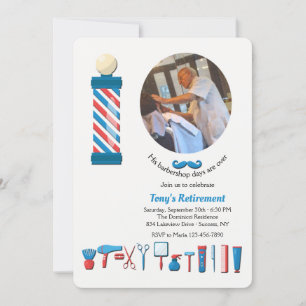 Barber Shop Elements Photo Invitation
