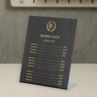Barber shop faux black leather price list services