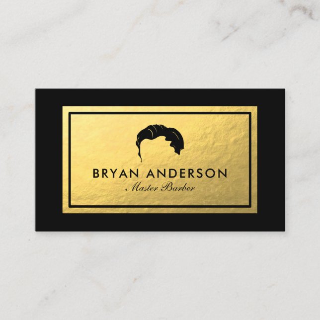 Barber Shop - Faux Gold Foil Business Card (Front)