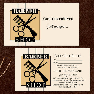 Barber Shop Gift Certificate Template
