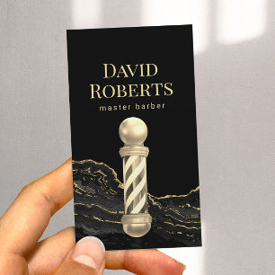 Barber Shop Gold Marble Barbershop Hair Stylist Business Card