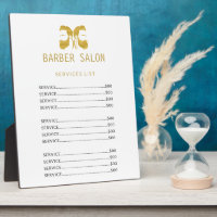 Barber shop gold white elegant services price list