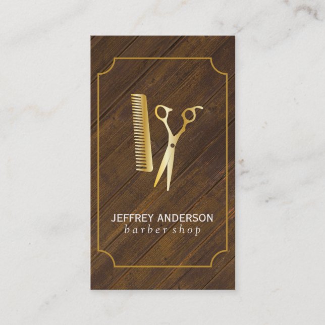 Barber Shop | Golden Business Card (Front)