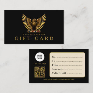 Barber Shop Golden Eagle Logo Qr Code Gift Card