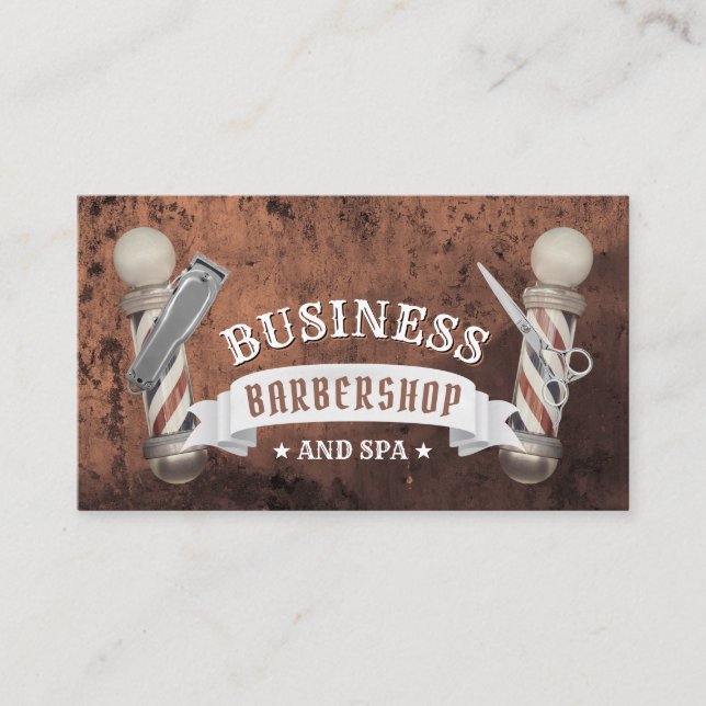 Barber Shop Hair Stylist Barbier Barbershop Copper Business Card (Front)