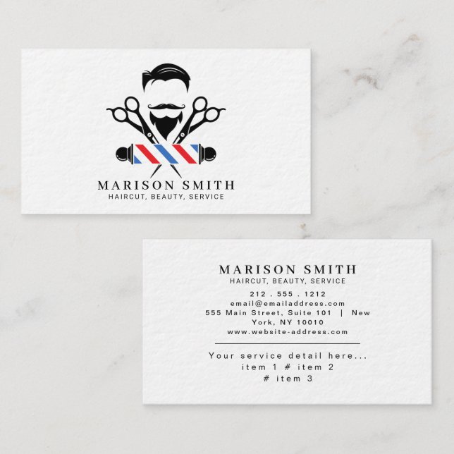 Barber Shop Hair Stylist  Business Card (Front/Back)