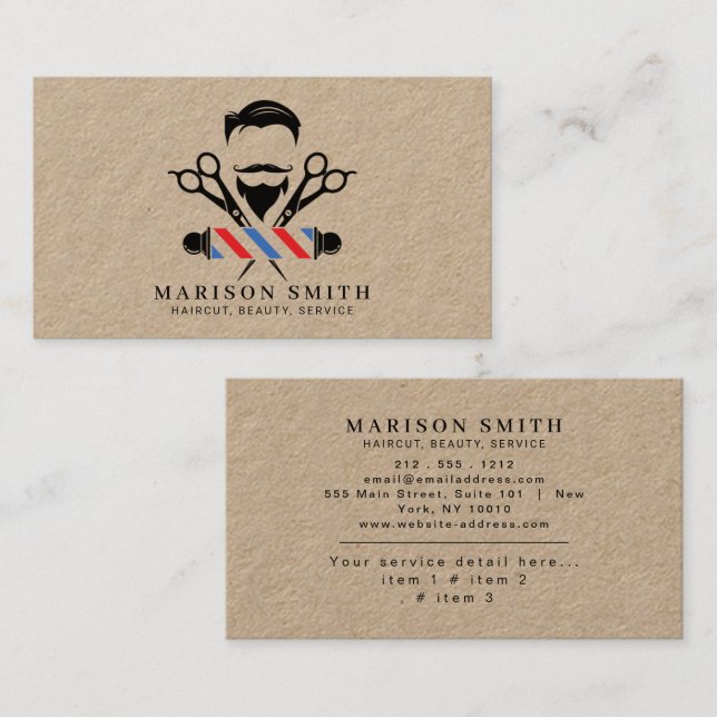 Barber Shop Hair Stylist  Business Card (Front/Back)